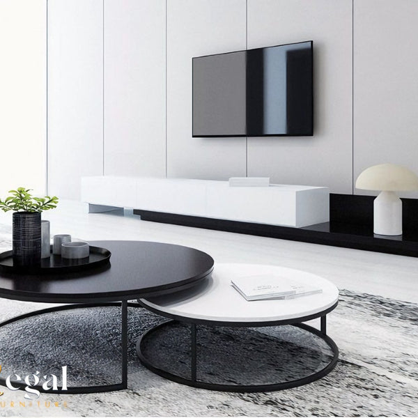 2 tables and TV unit - black white - set16