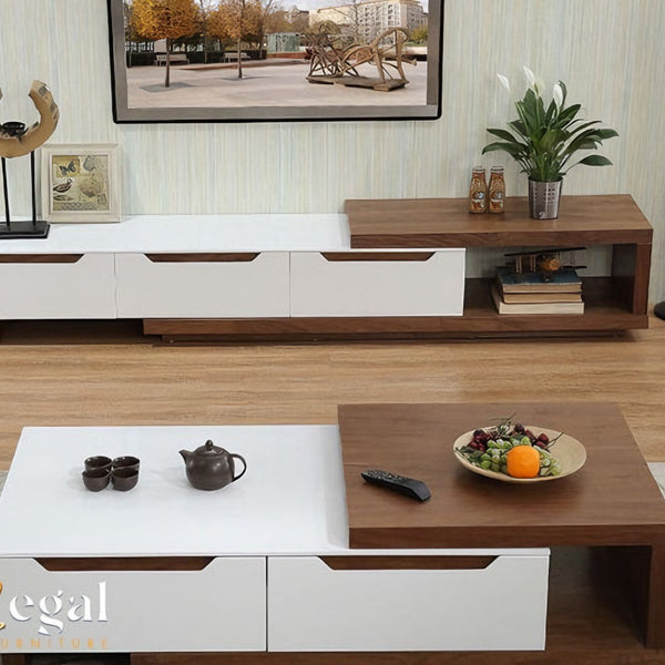 TV table and unit - white brown - set20