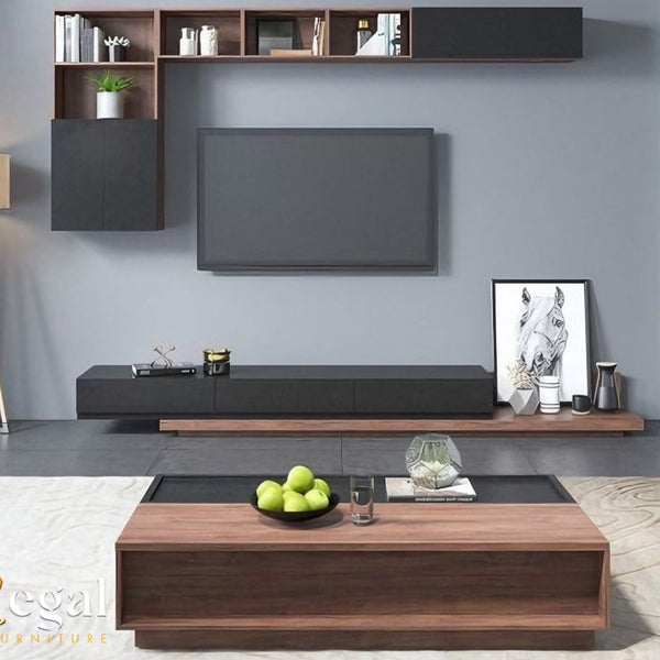 A set consisting of a table and a TV unit - black brown - set3