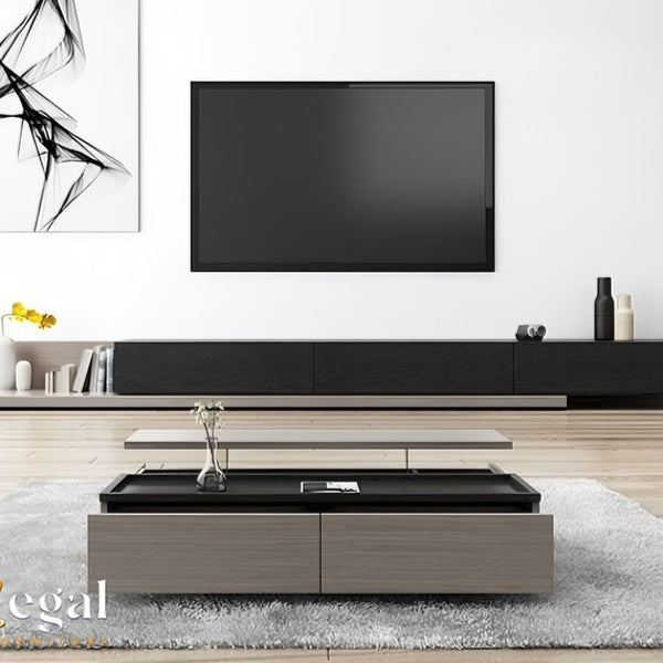 A set consisting of a table and a TV unit - black gray - set2