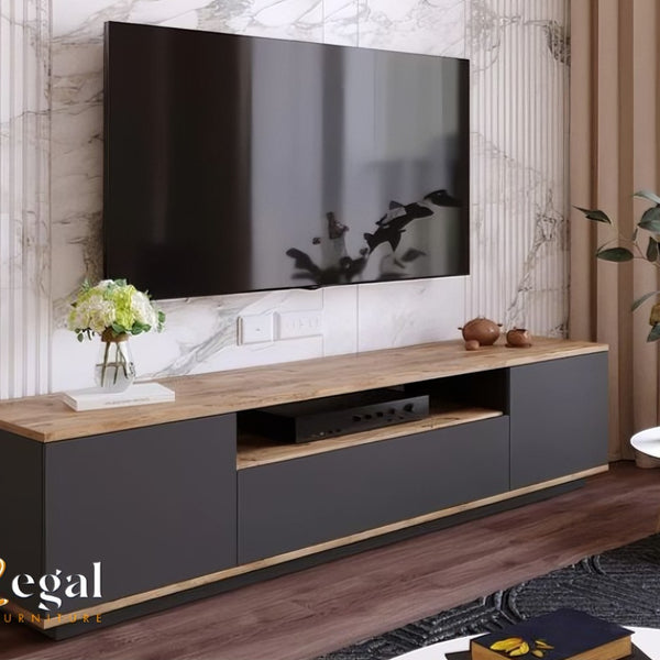 TV unit 160×40 cm - black beige - tv2