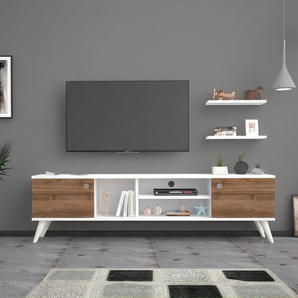 TV unit with shelves 40×180 cm - white beige - tv28 