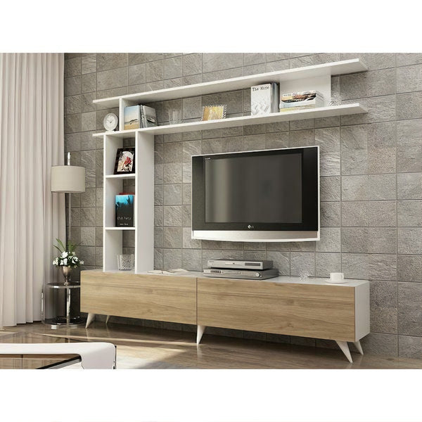 TV unit with shelves 160×40 cm - white beige - tv19 