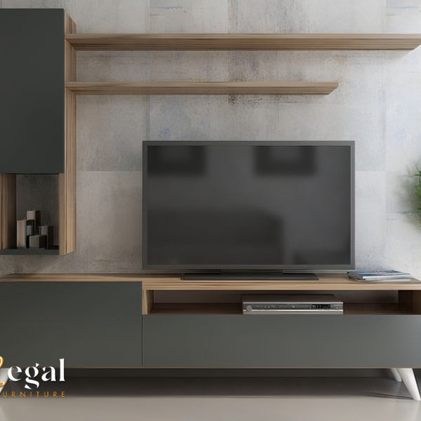 TV unit with shelves 160×40 cm - black beige - tv1