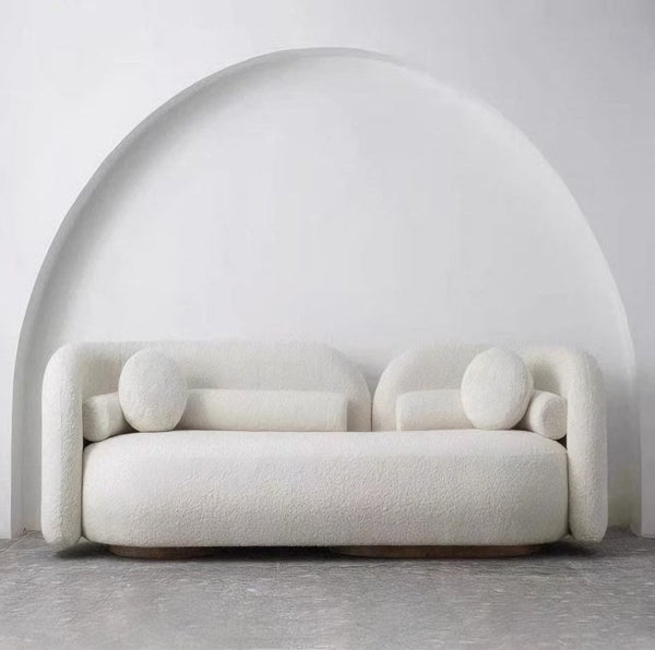 Beech wood sofa 85 x 220 cm - off white - WS2357