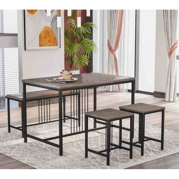 Steel dining table 4 pieces - black brown - SF.STE.21