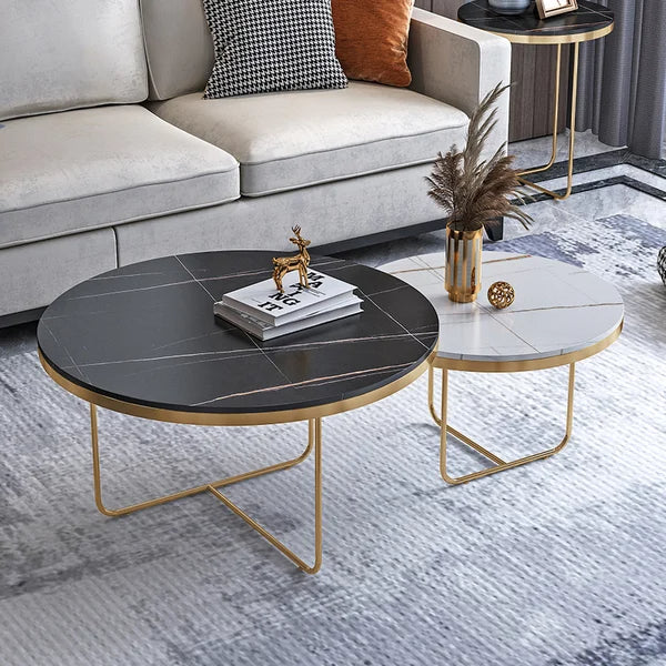 Set of 2 coffee tables - black gold - CT.153