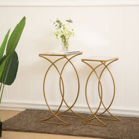 Set of 2 side tables - black brown - ST.57