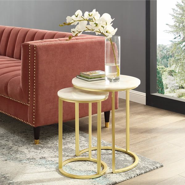 Set of 2 side tables - white gold - ST.78