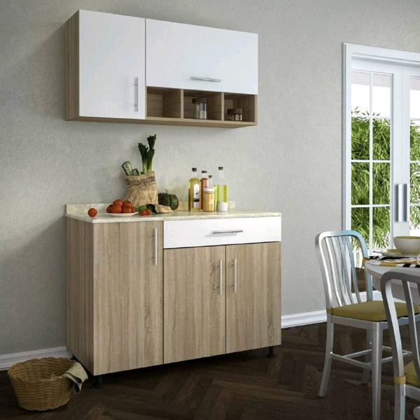 Two-piece kitchen unit, 160 x 260 cm - brown beige - WS2392