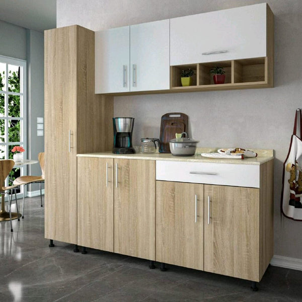 Two-piece kitchen unit, 160 x 260 cm - brown beige - WS2392