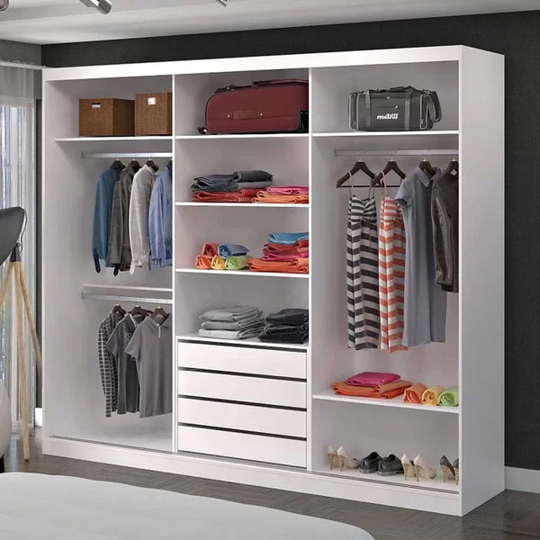 Wardrobe with 4 leaves, 160×200 cm - Gray Black - STRG141