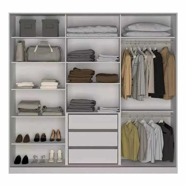 Wardrobe with 4 leaves, 160×200 cm - Gray Black - STRG141