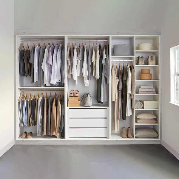 Wardrobe with 4 leaves, 160×200 cm - Gray Black - STRG141