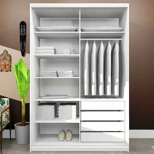 Wardrobe with 4 leaves, 160×200 cm - Gray Black - STRG141