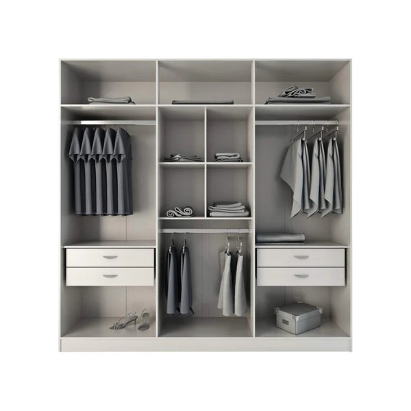 Wardrobe with 4 leaves, 160×200 cm - Gray Black - STRG141