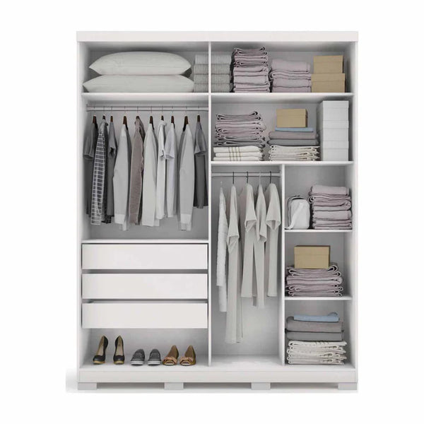 Wardrobe with 4 leaves, 160×200 cm - Gray Black - STRG141