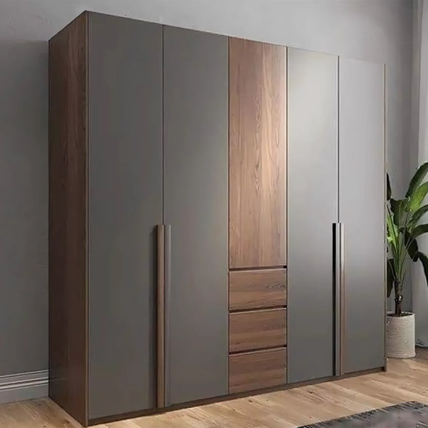 Wardrobe with 4 leaves, 160×200 cm - Gray Black - STRG141