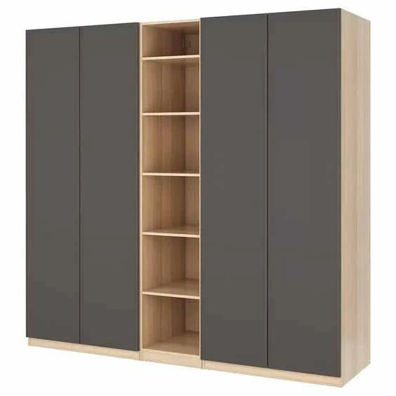 Wardrobe with 4 leaves, 160×200 cm - Gray Black - STRG141