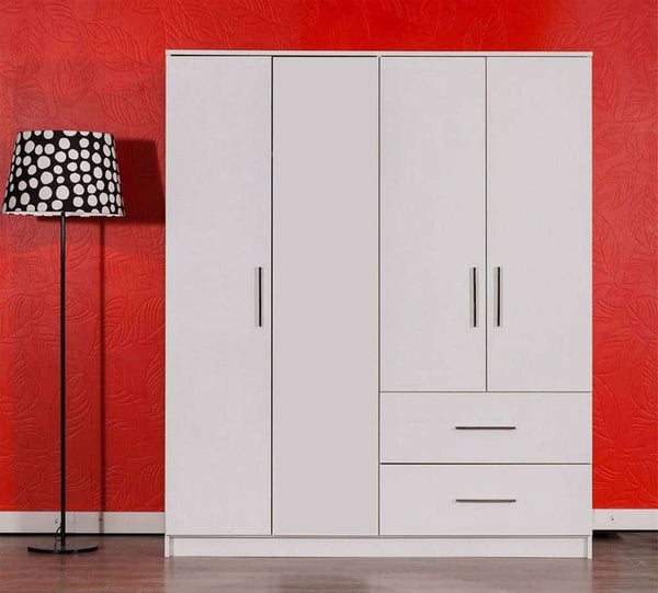 Wardrobe with 4 leaves, 160×200 cm - Gray Black - STRG141