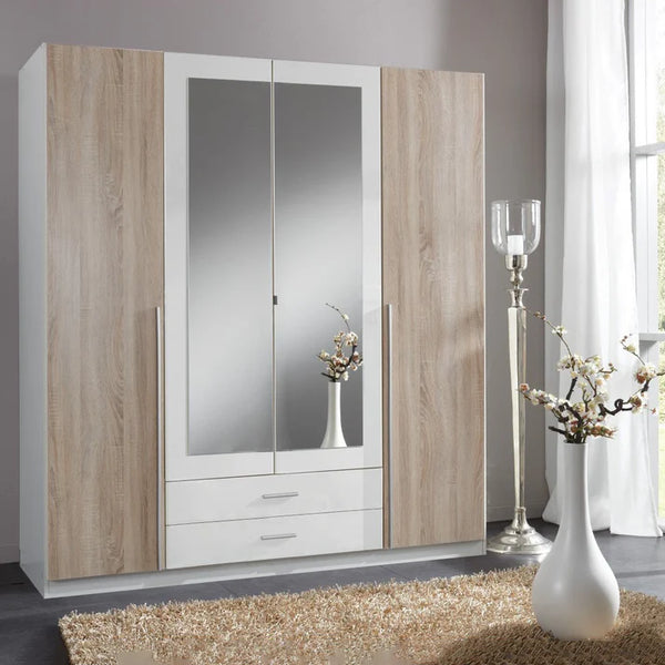 Wardrobe with 4 leaves, 160×200 cm - Gray Black - STRG141