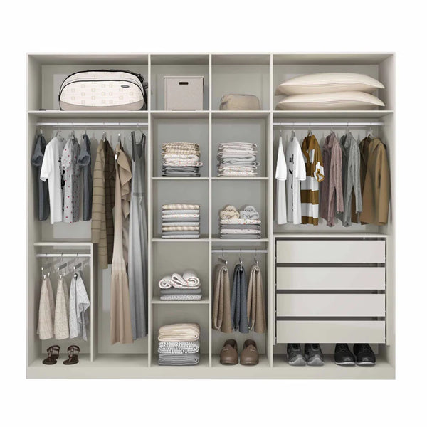 Wardrobe with 4 leaves, 160×200 cm - Gray Black - STRG141