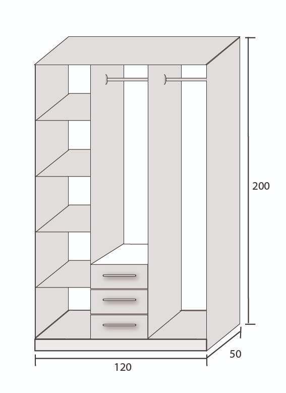 دولاب ملابس 3 ضلفة 180×120 سم - ابيض WS 61 سيجال