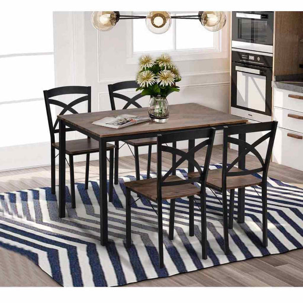 Dining room set of 5 pieces - black brown - Dining table-2