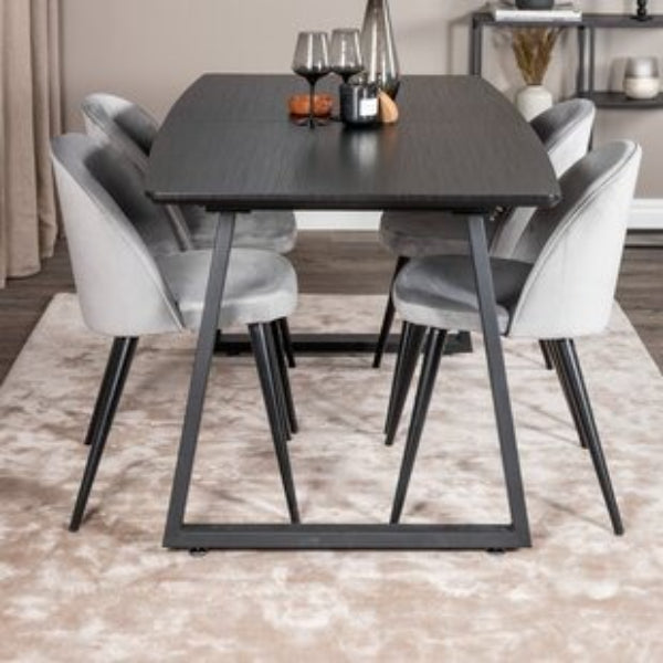 ترابيزة سفرة مكونة من 5 قطع - اسود رمادي - Dining table-12